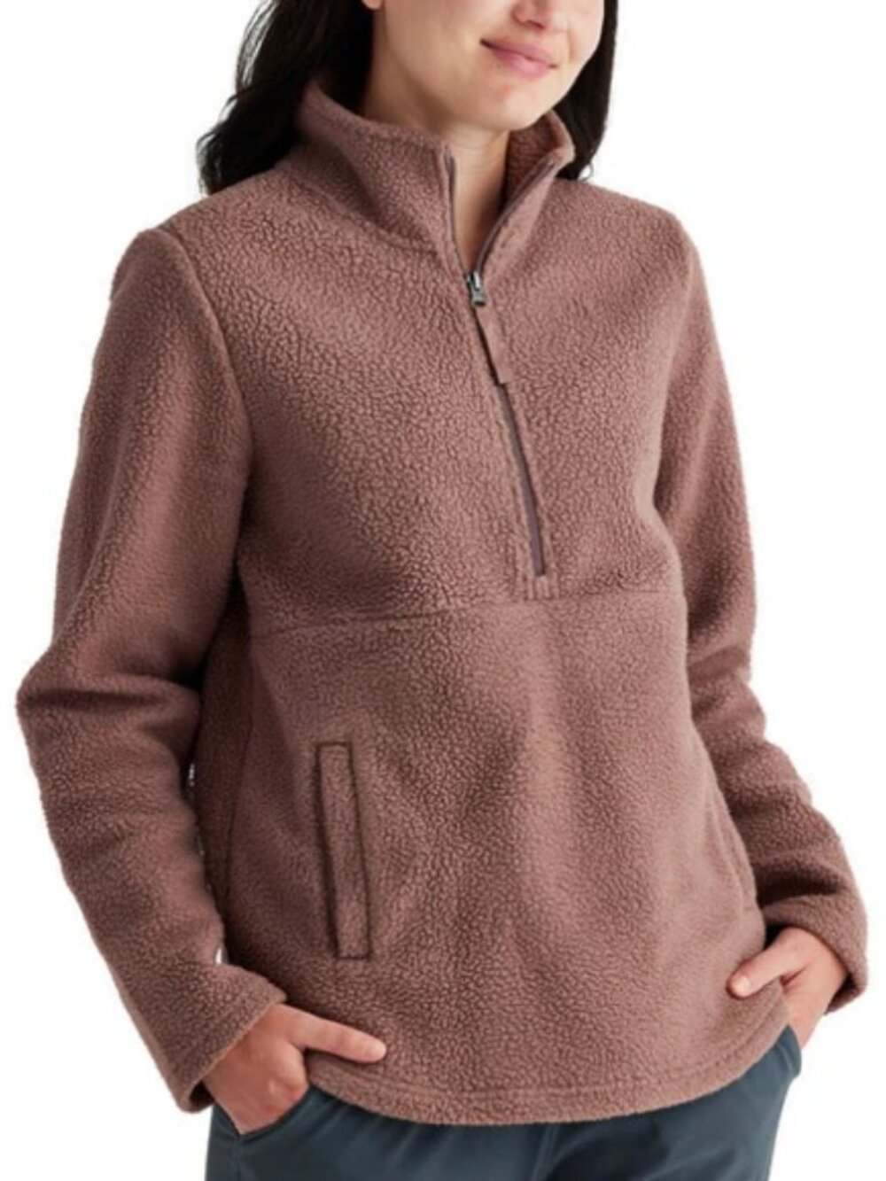 Free Fly Jacket Bamboo Sherpa Fleece 1/2 Zip Canyon Fishing Womens Medium $98